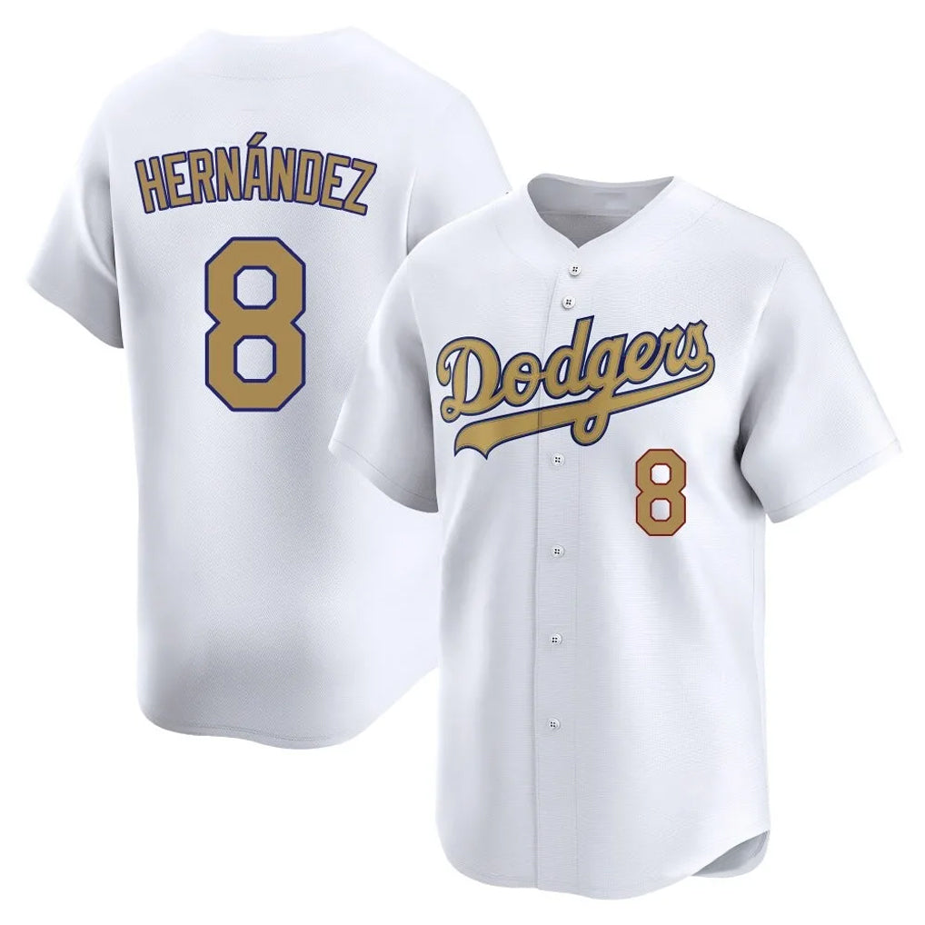 Cooneas LA.Dodgers #8 Enrique Hern?¡ì?¨¦ndez Player Gold Collection Limited Home Stitched Jerseys