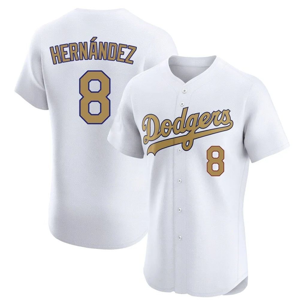 Cooneas LA.Dodgers #8 Enrique Hern?¡ì?¨¦ndez Player Gold Limited Elite Home Stitched Jerseys