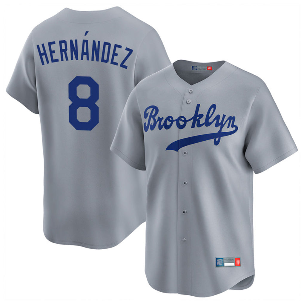 Cooneas LA.Dodgers #8 Enrique Hern?¡ì?¨¦ndez Player Gray Game Limited Home Stitched Jerseys