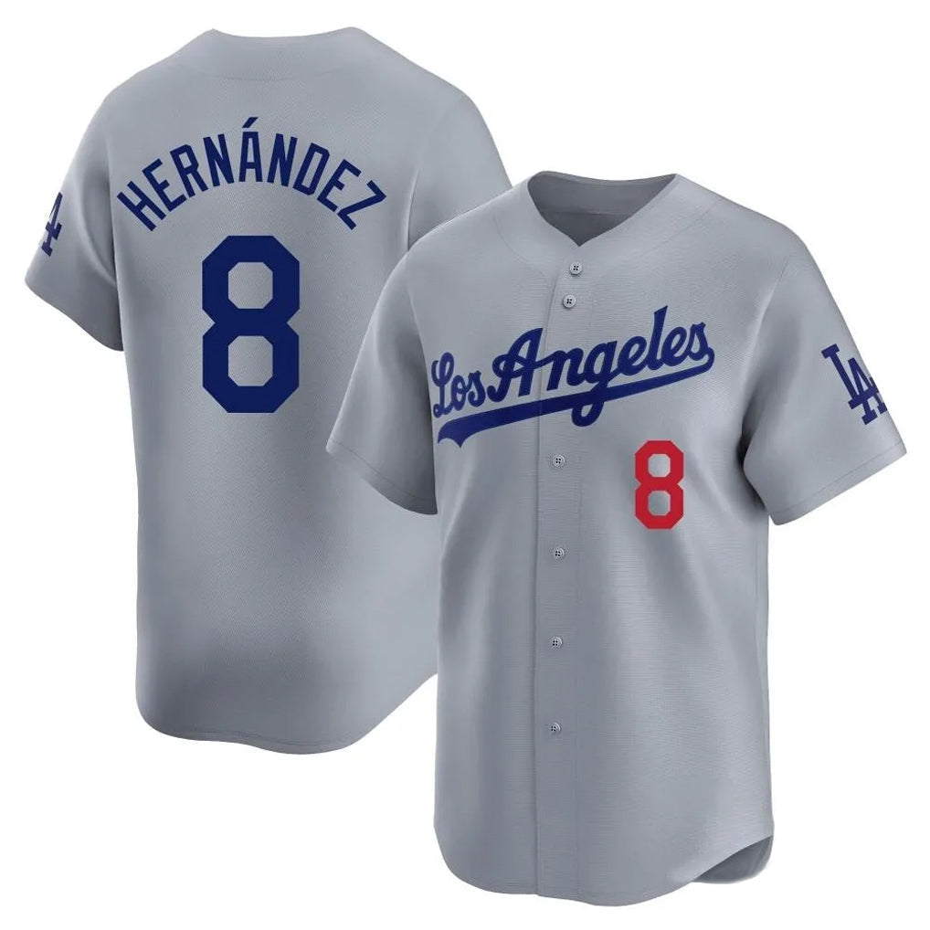 Cooneas LA.Dodgers #8 Enrique Hern?¡ì?¨¦ndez Player Gray Limited Home Stitched Jerseys
