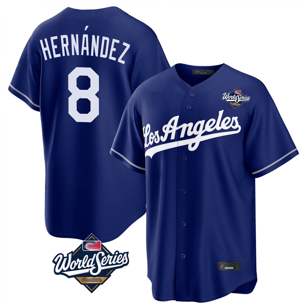 Cooneas LA.Dodgers #8 Enrique Hern?¡ì?¨¦ndez Player Royal World Series Game Stitched Jerseys