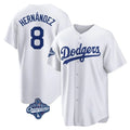 Cooneas LA.Dodgers #8 Enrique Hern?¡ì?¨¦ndez Player White World Series Meet Game Home Stitched Jerseys