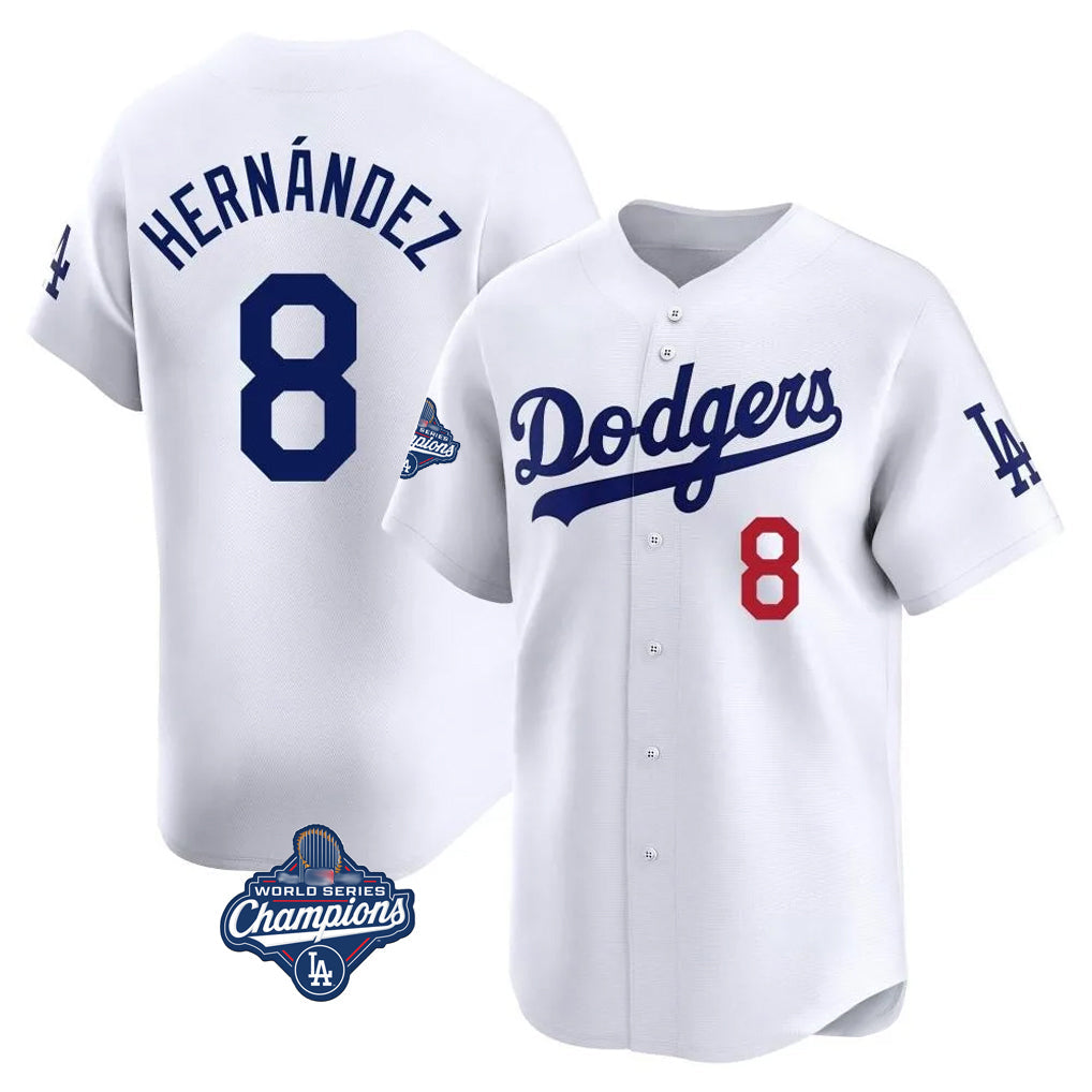 Cooneas LA.Dodgers #8 Enrique Hern?¡ì?¨¦ndez Player White World Series Meet Limited Home Stitched Jerseys