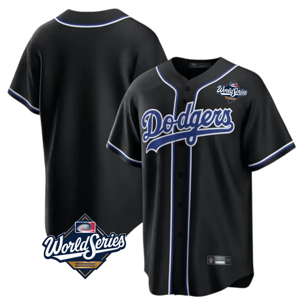 Cooneas LA.Dodgers Blank Player Black Carbon Limited Home World Series Stitched Jerseys