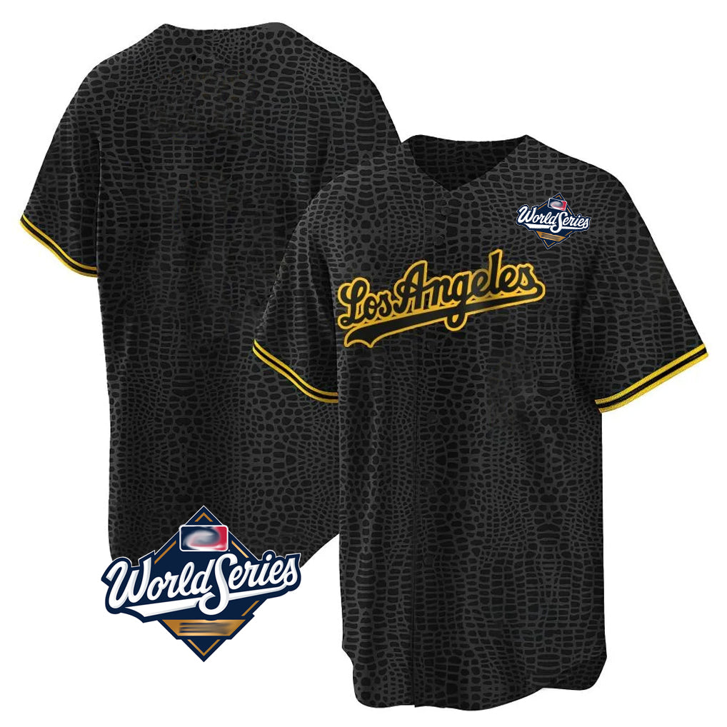 Cooneas LA.Dodgers Blank Player Black Gold Limited Home World Series Stitched Jerseys