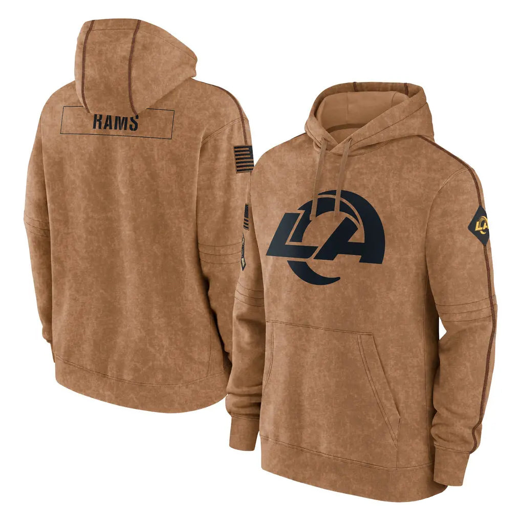 Cooneas LA.Rams Brown Salute to Service Hoodies Limited Game Blank Player Stitched Jerseys