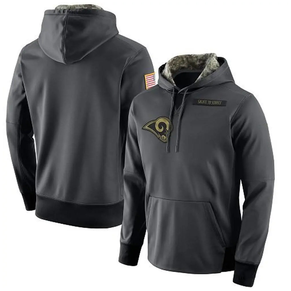 Cooneas LA.Rams Gray Pullover Hoodie Limited Game Blank Player Stitched Jerseys