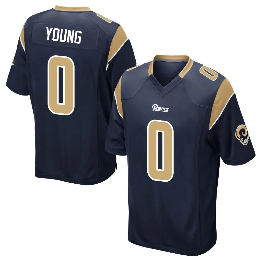 Cooneas LA.Rams #0 Byron Young Player Navy Home Game Stitched Jerseys