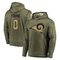 Cooneas LA.Rams #0 Byron Young Player Olive Salute to Service Pullover Hoodies Home Game Stitched Jerseys
