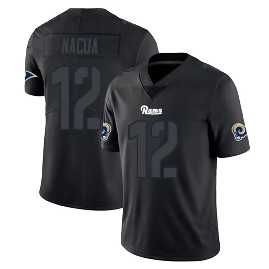 Cooneas LA.Rams #12 Puka Nacua Player Black Impact Limited Home Game Stitched Jerseys