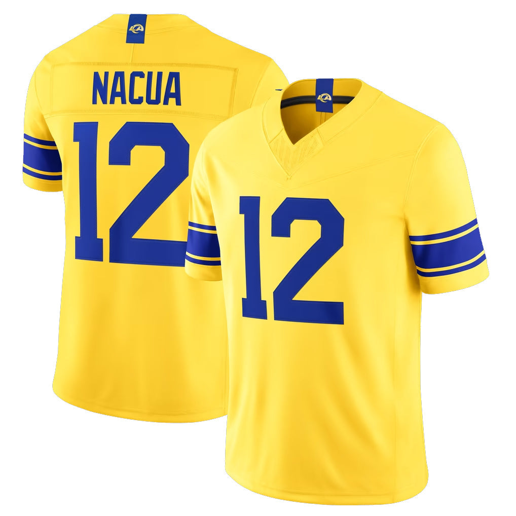Cooneas LA.Rams #12 Puka Nacua Player Gold Classic Sol Vapor F.U.S.E. Home Game Stitched Jerseys