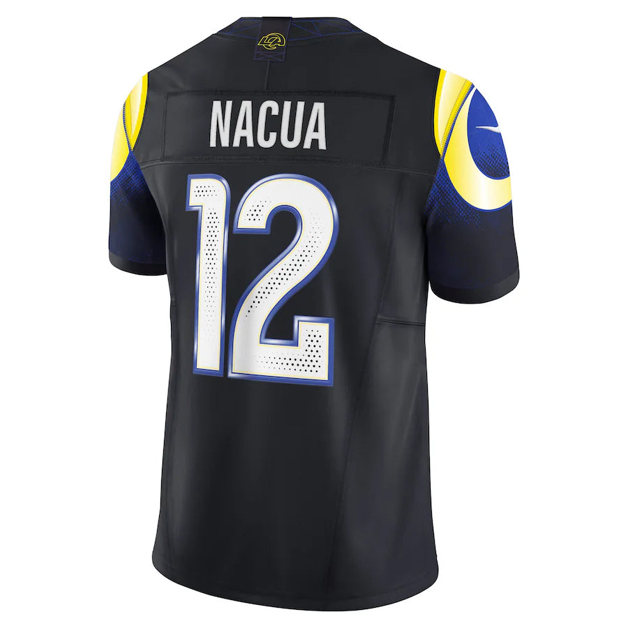 Cooneas LA.Rams #12 Puka Nacua Player Midnight Blue Rivalries Collection Vapor Limited Stitched Jersey