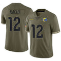 Cooneas LA.Rams #12 Puka Nacua Player Salute To Service Olive Stitched Jerseys