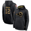Cooneas LA.Rams #12 Puka Nacua Player Salute to Service Black Hoodies Stitched Jerseys