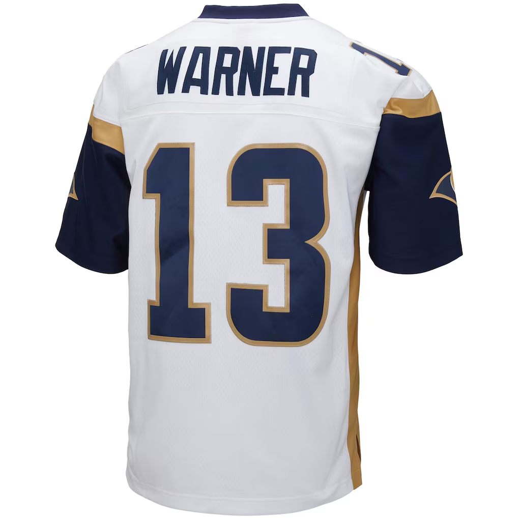 Cooneas LA.Rams #13 Kurt Warner Mitchell & Ness White Big & Tall 2001 Retired Player Replica Stitched Puhic Jersey