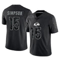 Cooneas LA.Rams #15 Ty Simpson Player Black Limited Reflective Home Game Stitched Jerseys