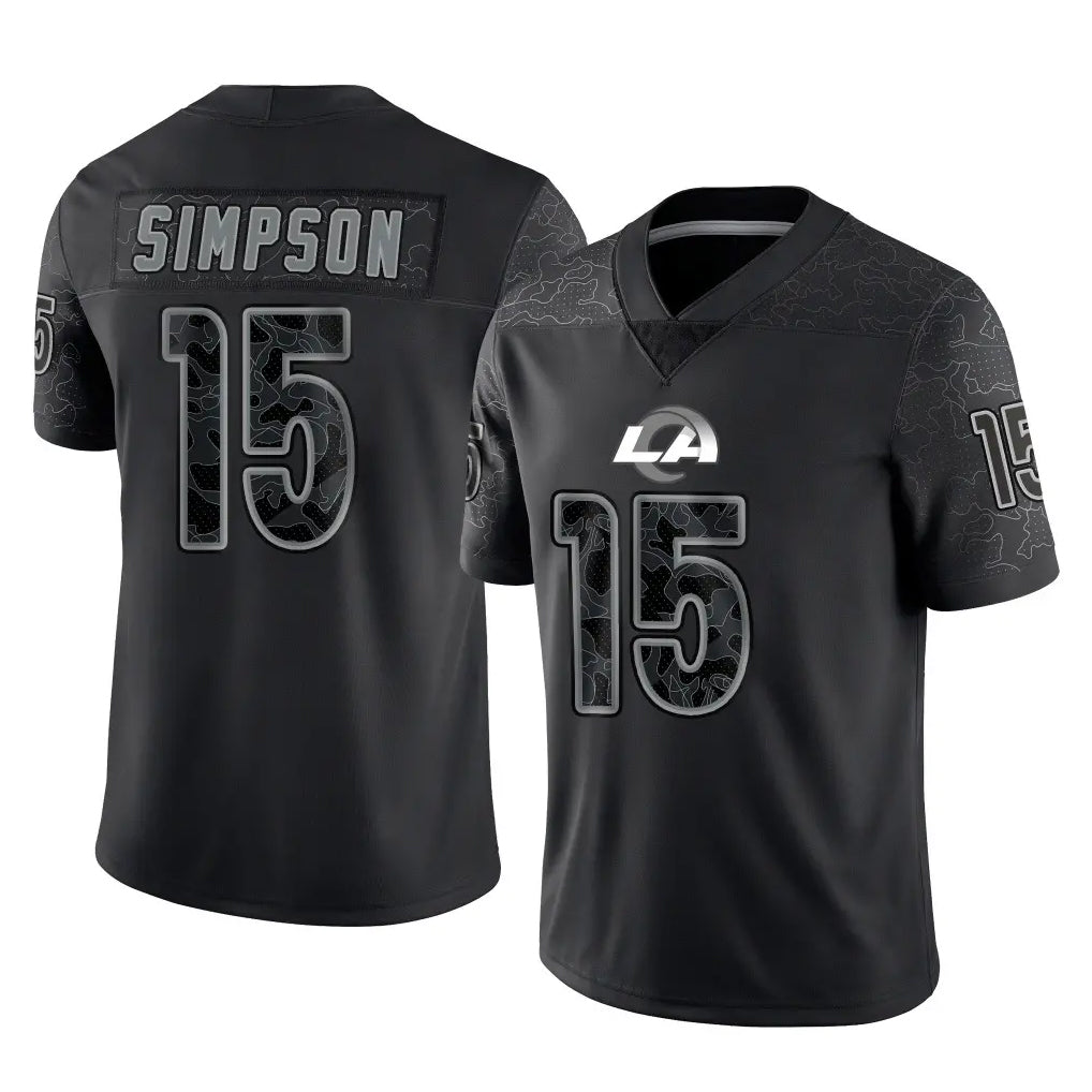 Cooneas LA.Rams #15 Ty Simpson Player Black Limited Reflective Home Game Stitched Jerseys