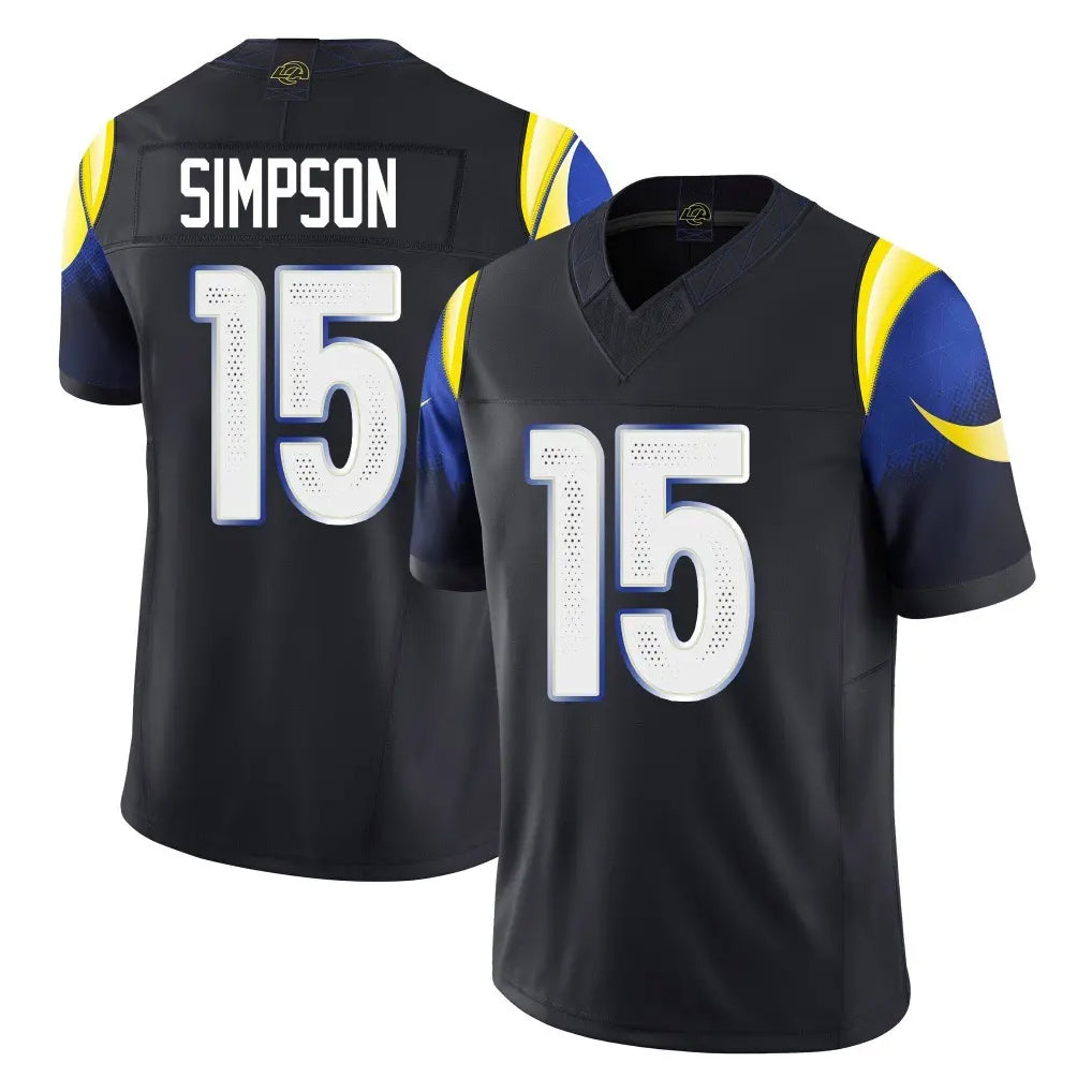Cooneas LA.Rams #15 Ty Simpson Player Black Midnight Rivalries Collection Limited Home Game Stitched Jerseys