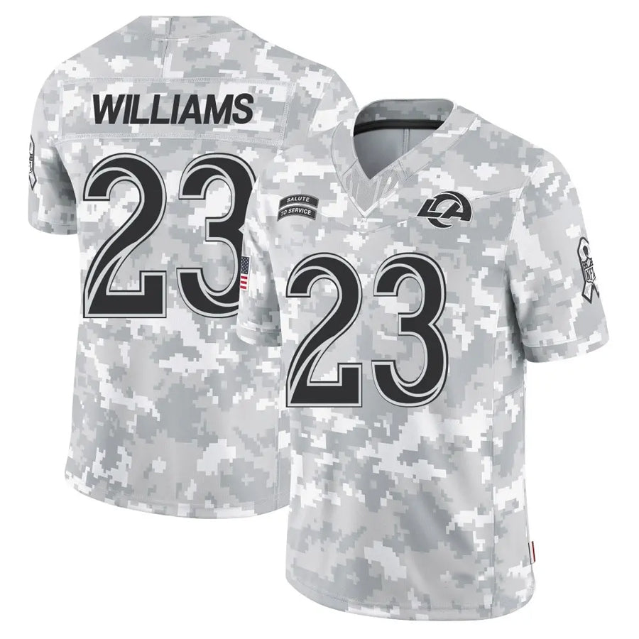 Cooneas LA.Rams #23 Kyren Williams Player Arctic Camo Salute to Service Limited Stitched Jerseys