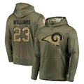 Cooneas LA.Rams #23 Kyren Williams Player Olive Salute to Service Pullover Hoodies Home Game Stitched Jerseys