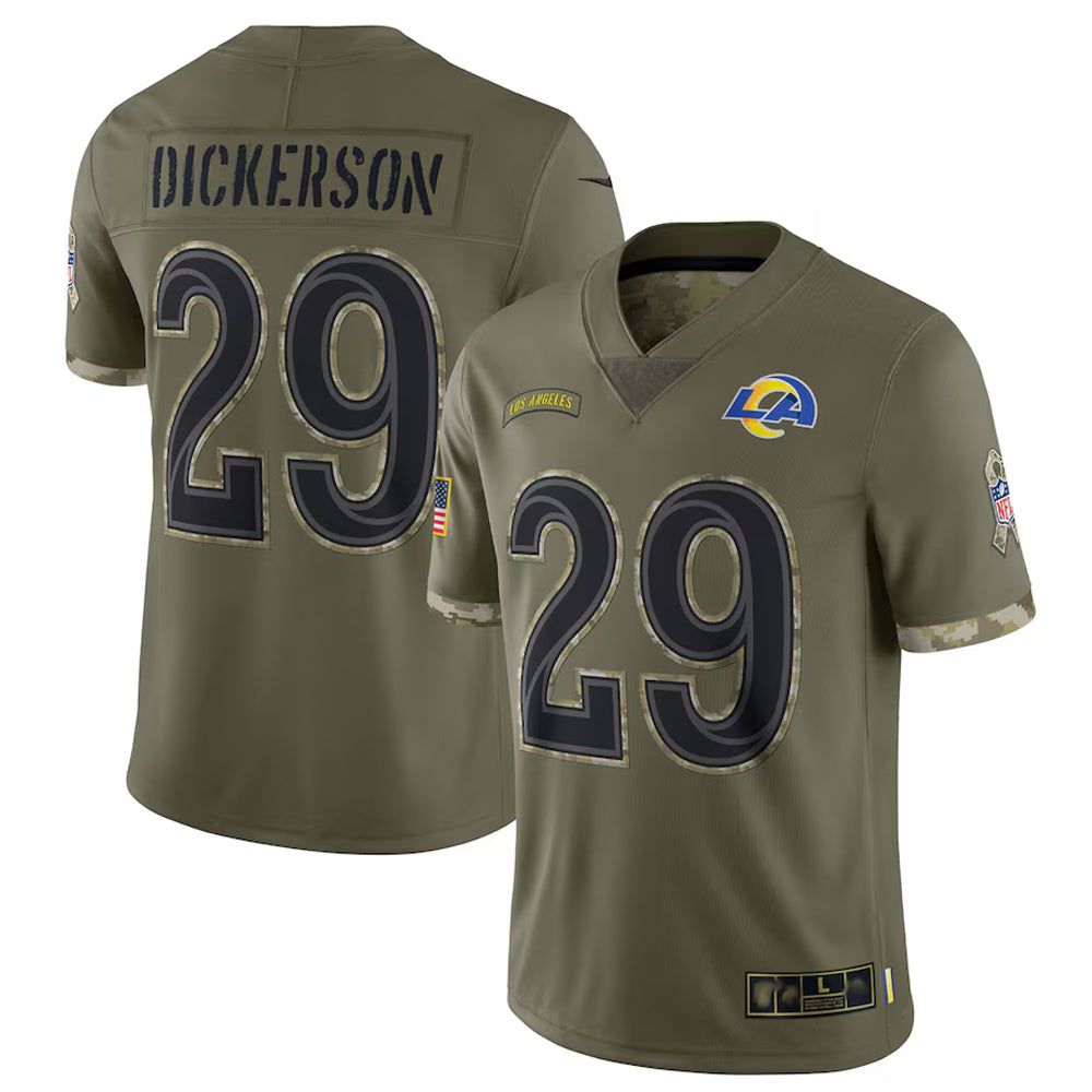 Cooneas LA.Rams #29 Eric Dickerson Player Salute To Service Olive Football Jerseys