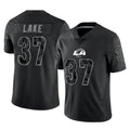 Cooneas LA.Rams #37 Quentin Lake Player Black Limited Reflective Home Game Stitched Jerseys
