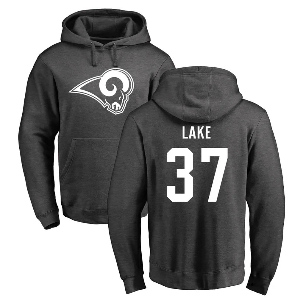 Cooneas LA.Rams #37 Quentin Lake Player Gray Pullover Hoodie Limited Game Stitched Jerseys