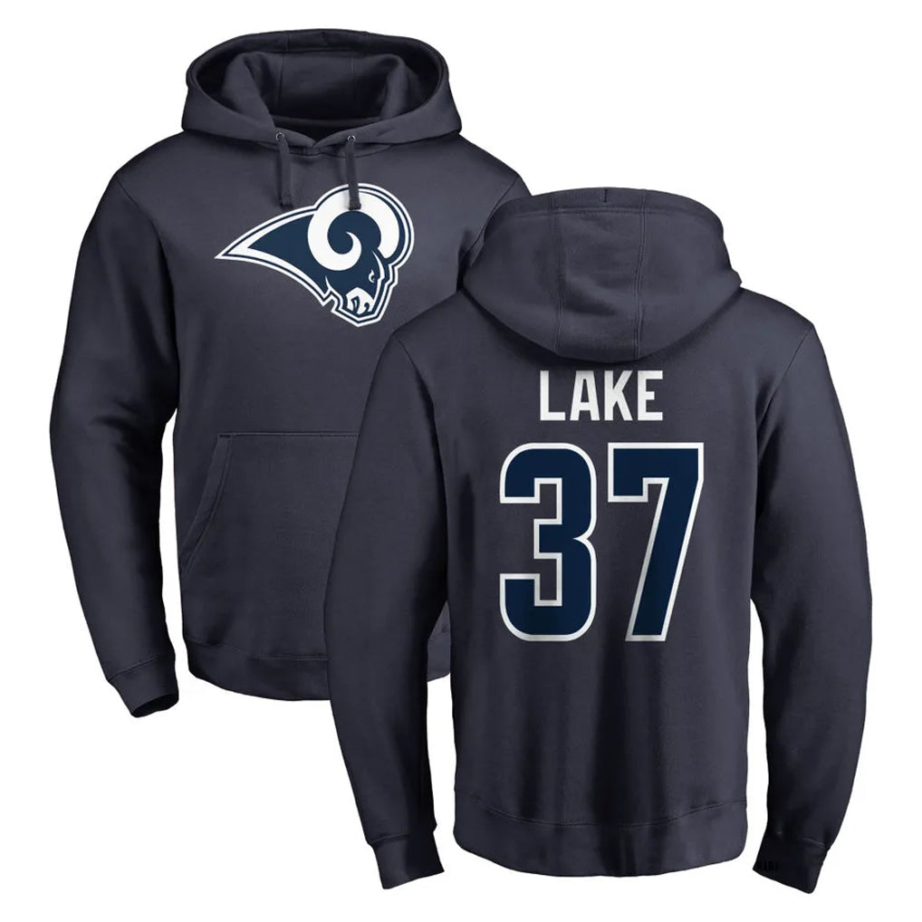 Cooneas LA.Rams #37 Quentin Lake Player Navy Pullover Hoodie Limited Game Stitched Jerseys
