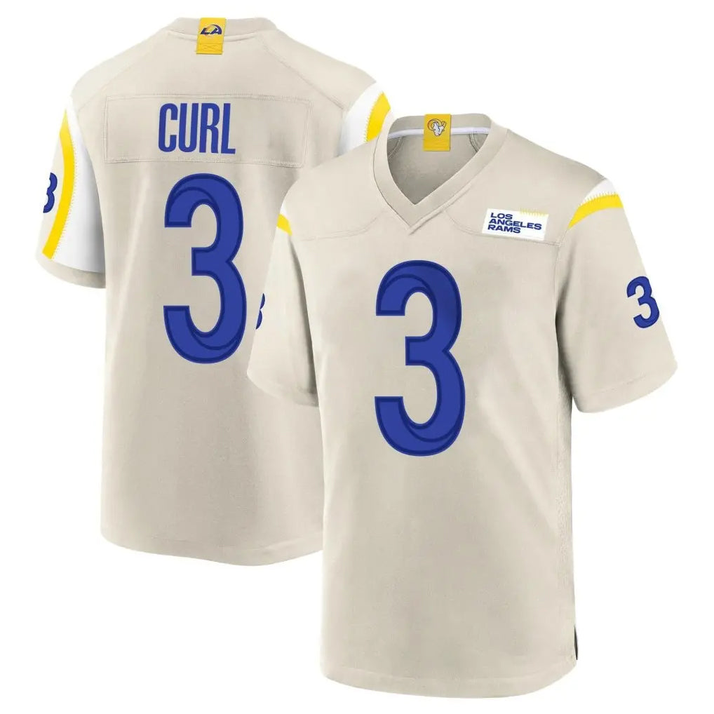 Cooneas LA.Rams #3 Kam Curl Player Bone Home Game Stitched Jerseys