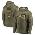 Cooneas LA.Rams #3 Kam Curl Player Olive Salute to Service Pullover Hoodies Home Game Stitched Jerseys