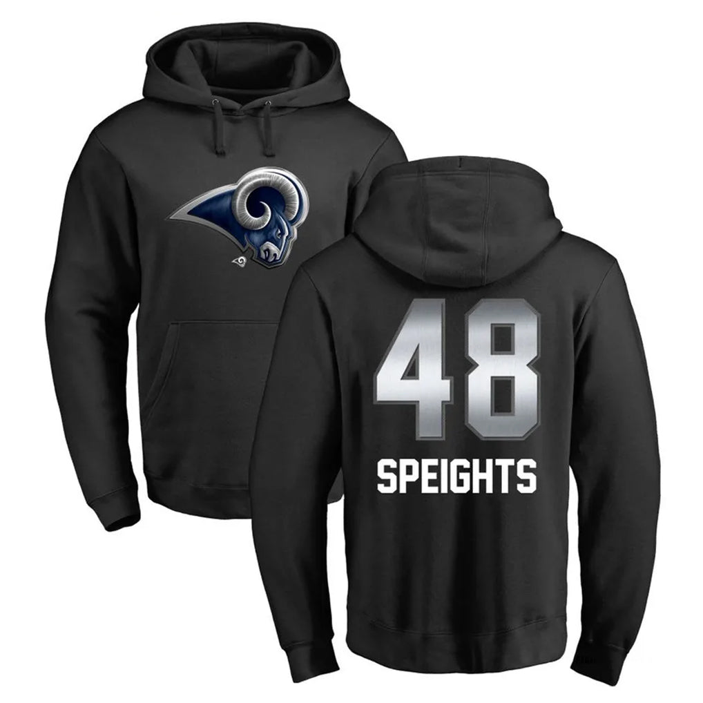 Cooneas LA.Rams #48 Omar Speights Player Black Pullover Hoodie Limited Game Stitched Jerseys