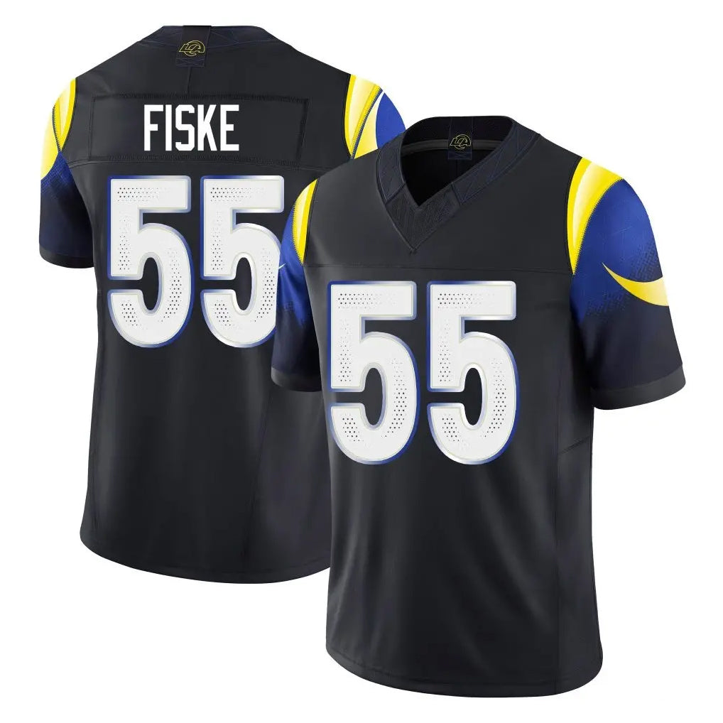 Cooneas LA.Rams #55 Braden Fiske Player Black Midnight Rivalries Collection Limited Home Game Stitched Jerseys