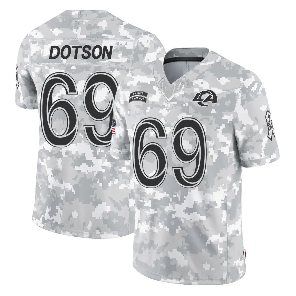 Cooneas LA.Rams #69 Kevin Dotson Player Arctic Camo Salute To Service Limited Game Stitched Jerseys