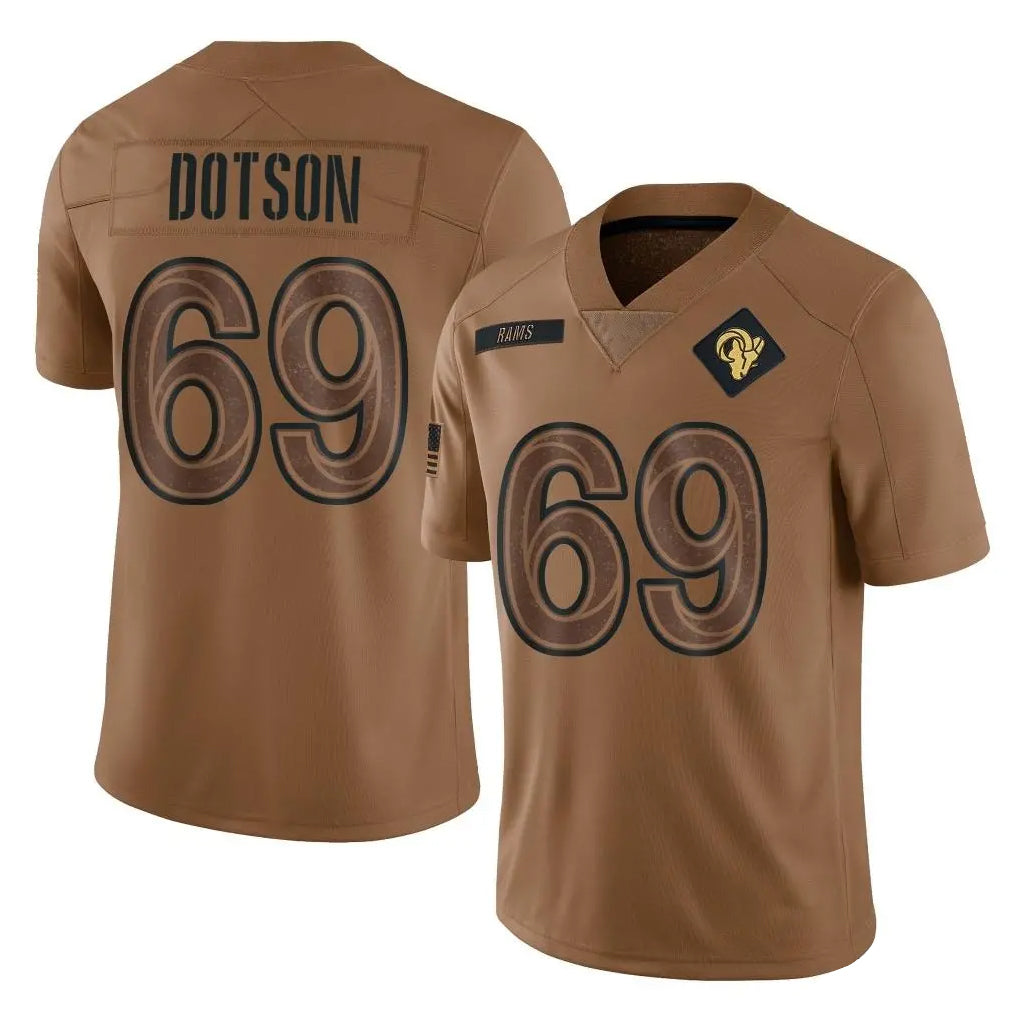 Cooneas LA.Rams #69 Kevin Dotson Player Brown Salute To Service Limited Stitched Jerseys
