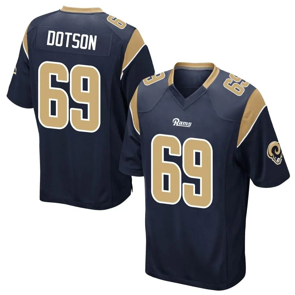 Cooneas LA.Rams #69 Kevin Dotson Player Navy Home Game Stitched Jerseys