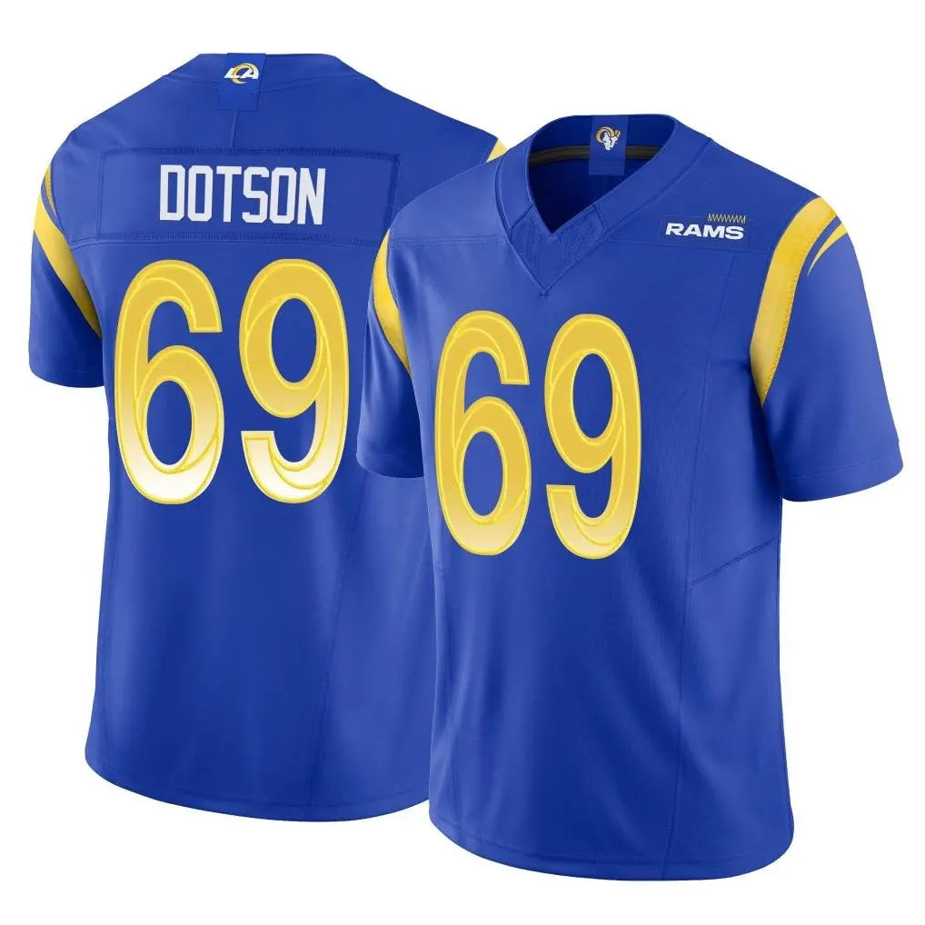 Cooneas LA.Rams #69 Kevin Dotson Player Royal Limited Vapor F.U.S.E. Home Game Stitched Jerseys