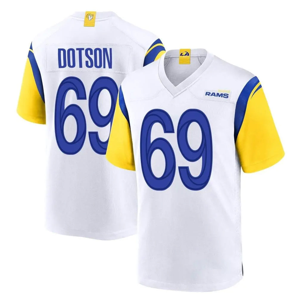 Cooneas LA.Rams #69 Kevin Dotson Player White Home Game Stitched Jerseys