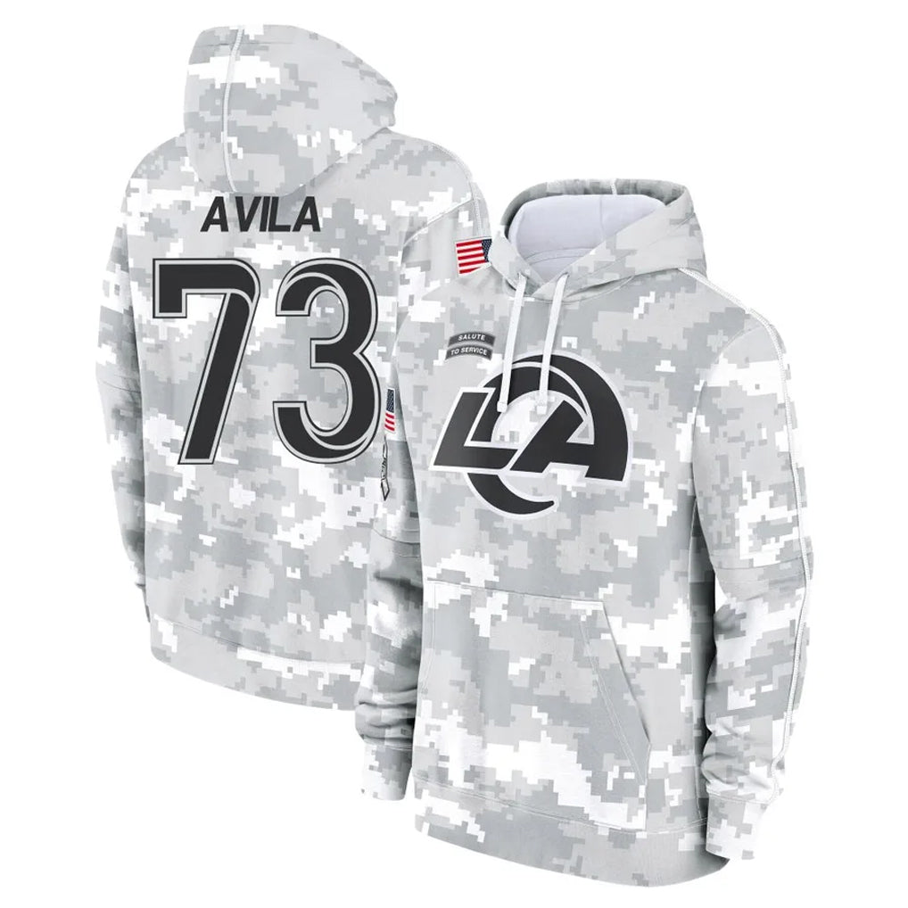 Cooneas LA.Rams #73 Steve Avila Player Arctic Camo Salute to Service Hoodies Limited Game Stitched Jerseys