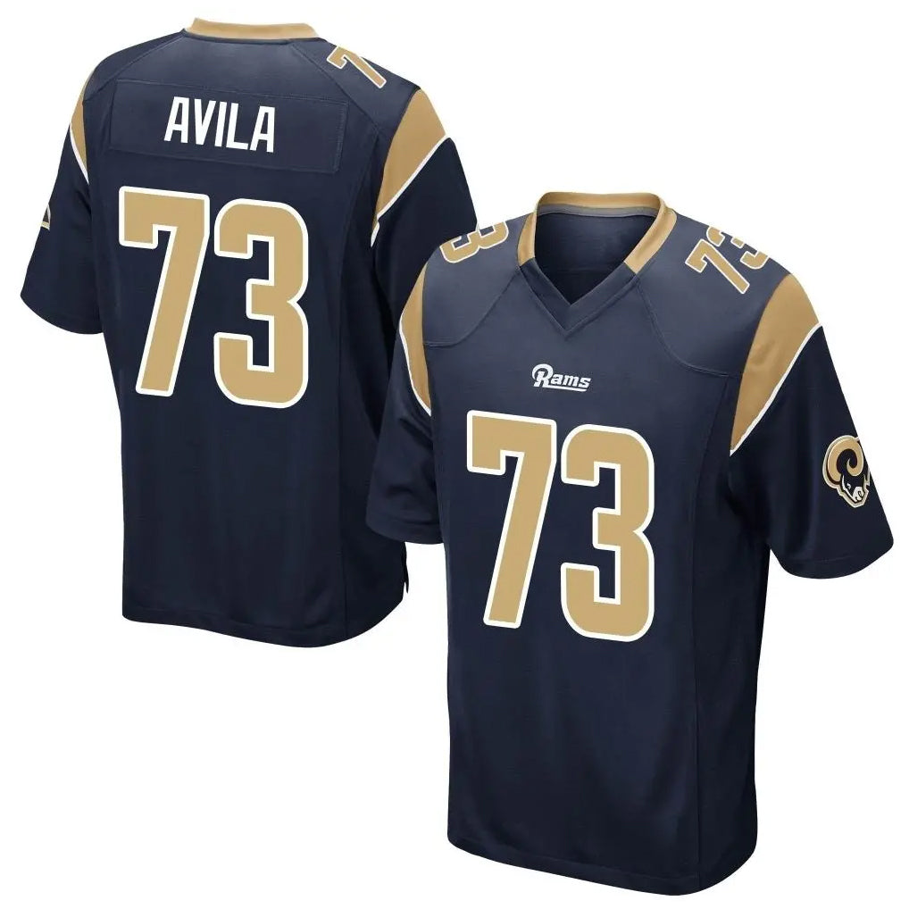 Cooneas LA.Rams #73 Steve Avila Player Navy Home Game Stitched Jerseys