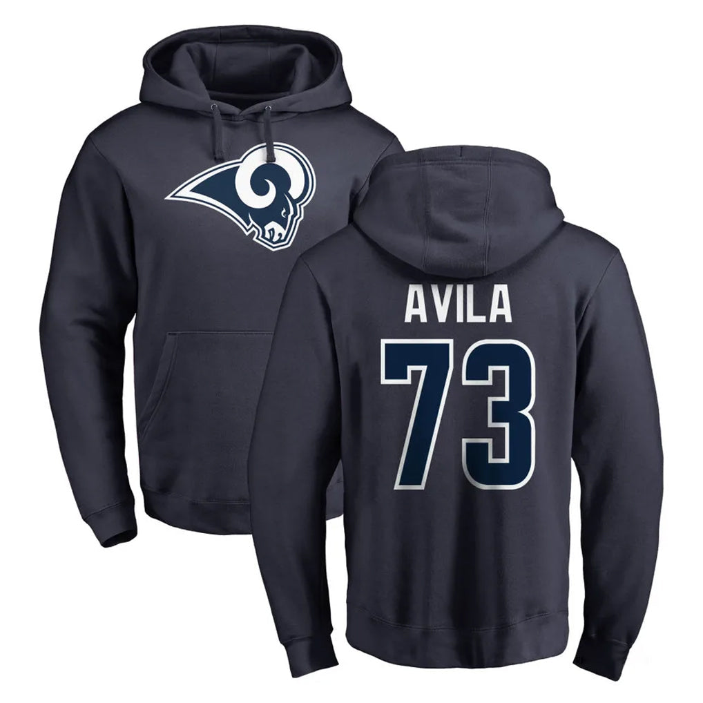 Cooneas LA.Rams #73 Steve Avila Player Navy Pullover Hoodie Limited Game Stitched Jerseys