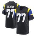 Cooneas LA.Rams #77 Alaric Jackson Player Black Midnight Rivalries Collection Home Game Stitched Jerseys