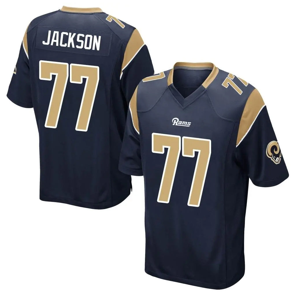 Cooneas LA.Rams #77 Alaric Jackson Player Navy Home Game Stitched Jerseys