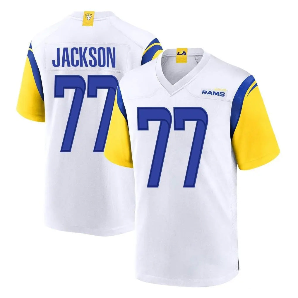 Cooneas LA.Rams #77 Alaric Jackson Player White Home Game Stitched Jerseys