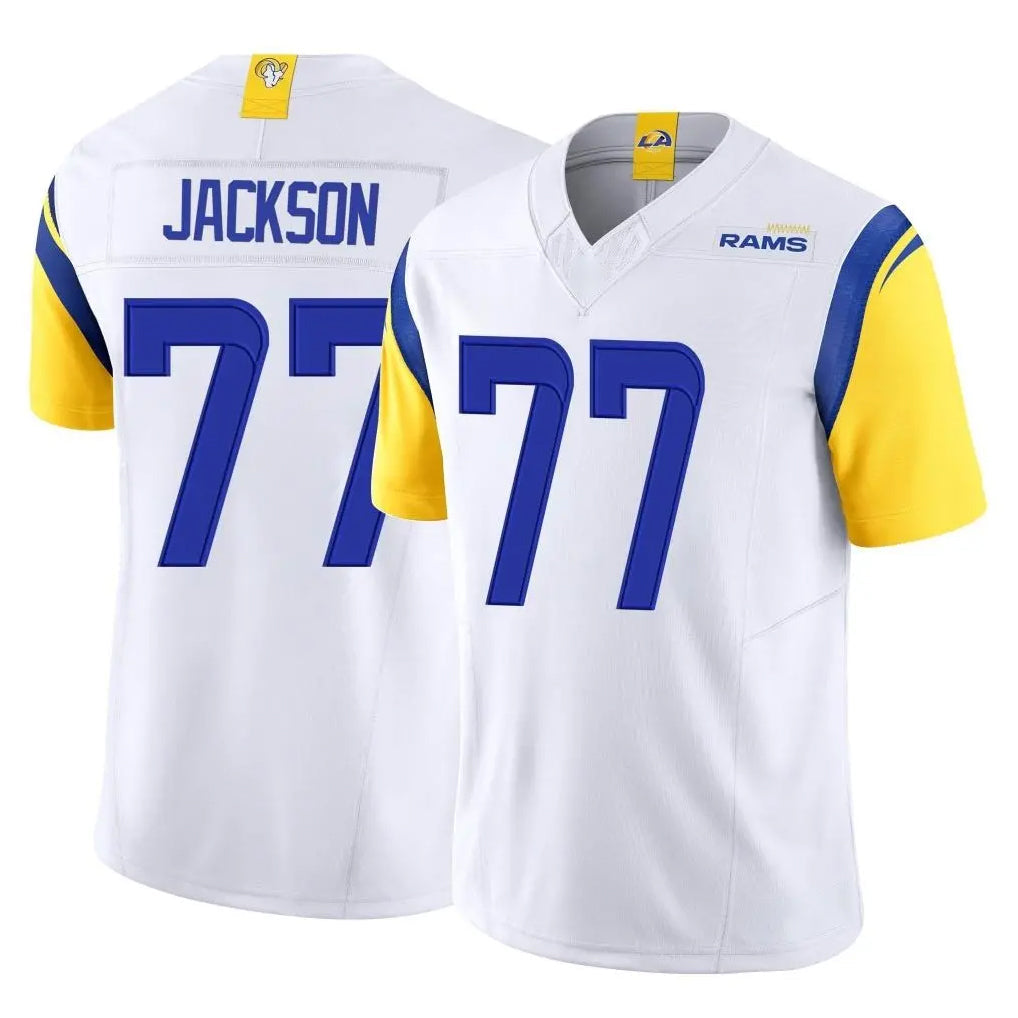 Cooneas LA.Rams #77 Alaric Jackson Player White Limited Vapor F.U.S.E. Home Game Stitched Jerseys