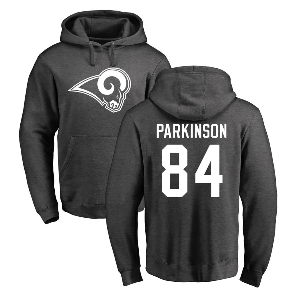 Cooneas LA.Rams #84 Colby Parkinson Player Gray Pullover Hoodie Limited Game Stitched Jerseys