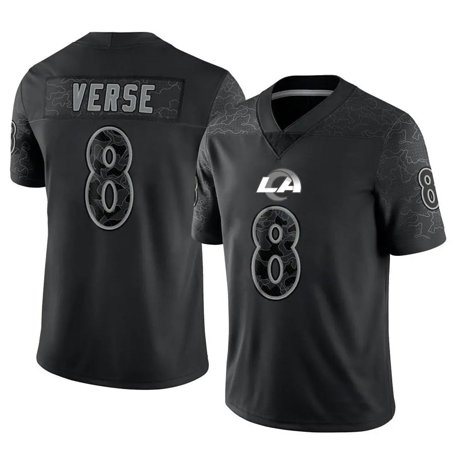 Cooneas LA.Rams #8 Jared Verse Player Black RFLCTV Limited Stitched Jerseys