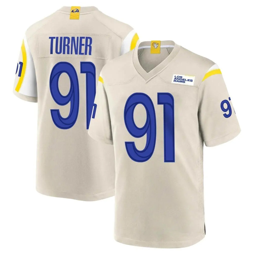 Cooneas LA.Rams #91 Kobie Turner Player Bone Home Game Stitched Jerseys