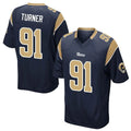Cooneas LA.Rams #91 Kobie Turner Player Navy Home Game Stitched Jerseys