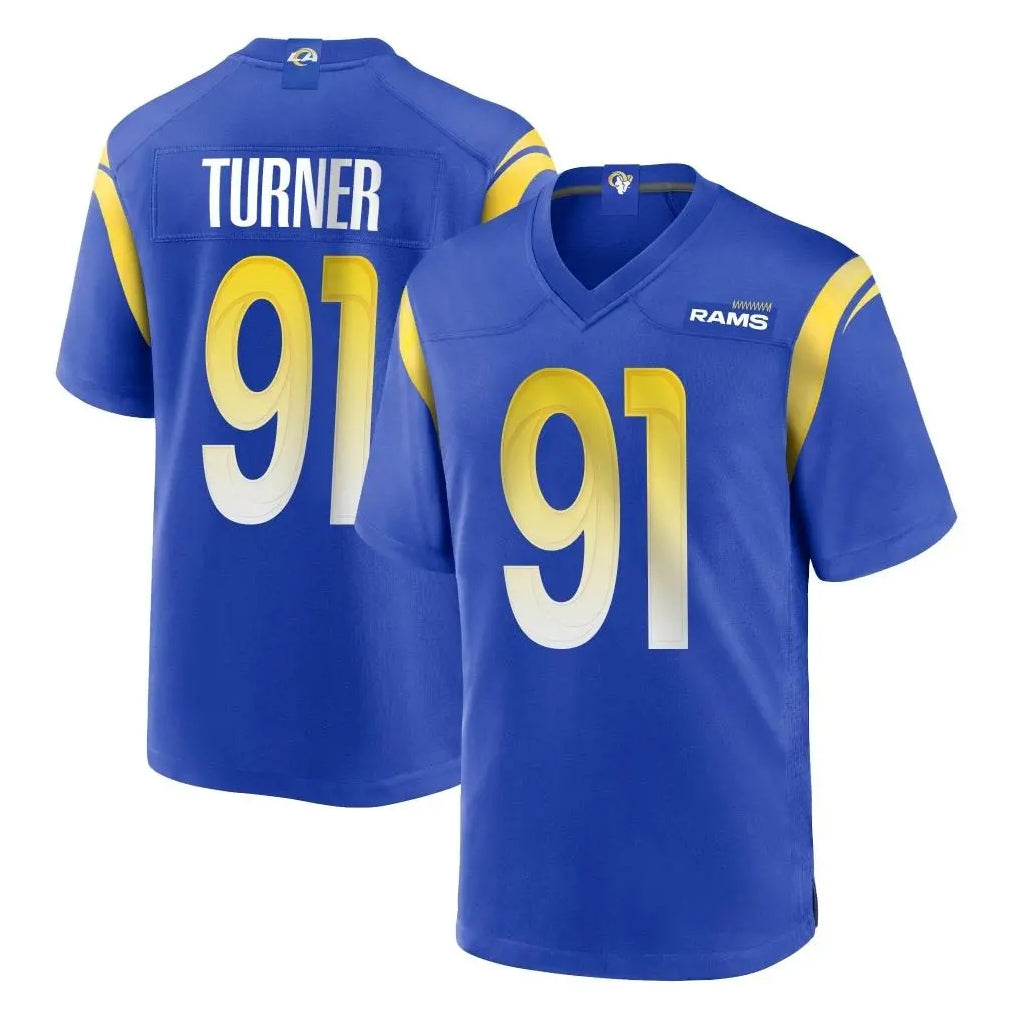Cooneas LA.Rams #91 Kobie Turner Player Royal Home Game Stitched Jerseys