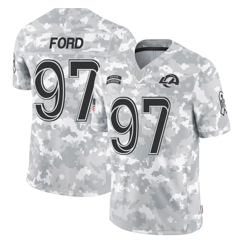 Cooneas LA.Rams #97 Poona Ford Player Arctic Camo Salute To Service Limited Game Stitched Jerseys